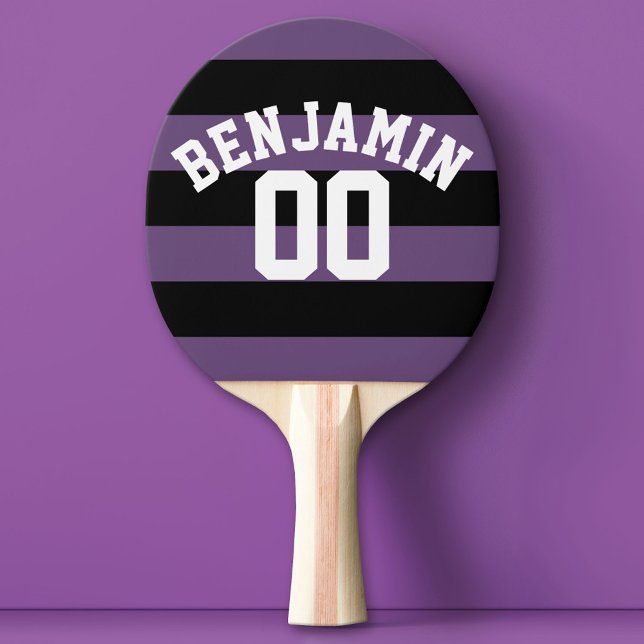 Raquete De Tênis De Mesa Números de Strigby preto e roxo (Custom Ping Pong Paddle with a Sports Theme)