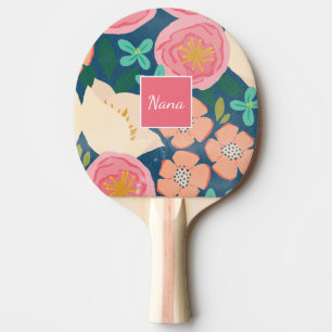 Raquete De Tênis De Mesa Pá floral personalizada de Pong do sibilo