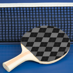 Raquete De Tênis De Mesa Padrão Argyle Preto e Cinza Carvão