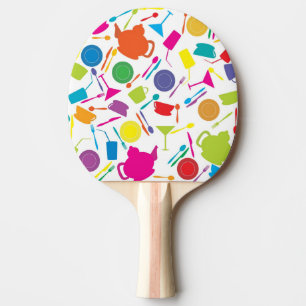 Raquete De Tênis De Mesa Padrão Com Coisas De Cozinha Coloridas