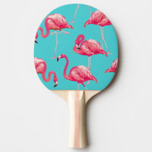 Raquete De Tênis De Mesa Pássaros cor-de-rosa do flamingo no fundo de