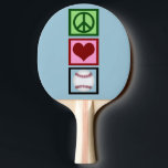 Raquete De Tênis De Mesa Peace Love Baseball<br><div class="desc">Um sinal verde de paz,  coração,  e um beisebol em um presente esportivo para um fã de beisebol neste Natal. Uma linda mãe de beisebol ou um presente de jogador.</div>