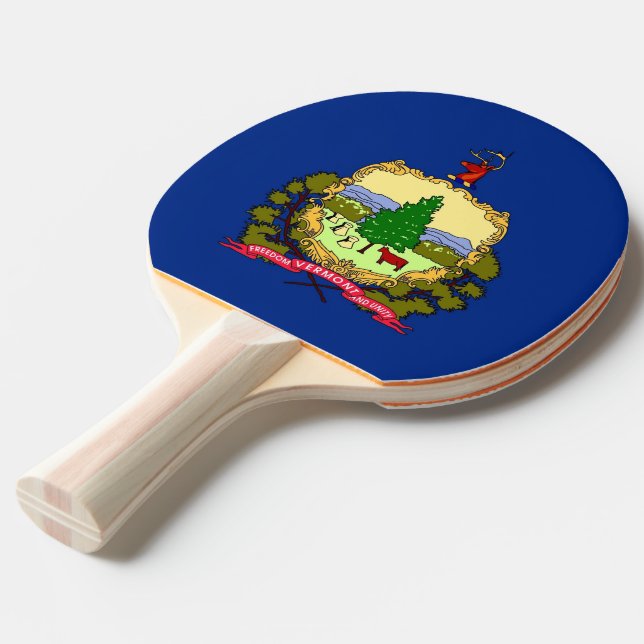 Raquete De Tênis De Mesa Ping pong paddle com bandeira de Vermont, EUA (Frente inclinada)
