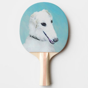 Raquete De Tênis De Mesa Pintura de Borzoi (branca) - Arte de Cachorro Orig
