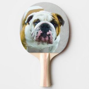Raquete De Tênis De Mesa Pintura de Buldogue - Arte de Cachorro Original Bo