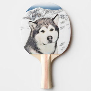 Raquete De Tênis De Mesa Pintura de Malamute no Alasca - Arte de Cachorro O