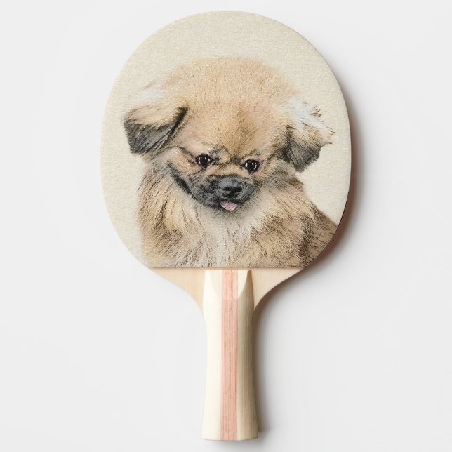 Raquete De Tênis De Mesa Pintura em Pekingese - Arte Cachorra Original (Frente)