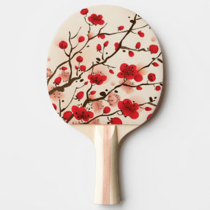 Raquete De Tênis De Mesa Pintura oriental do estilo, flor da ameixa no