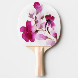 Raquete De Tênis De Mesa Pinturas florais abstratas 4 da aguarela