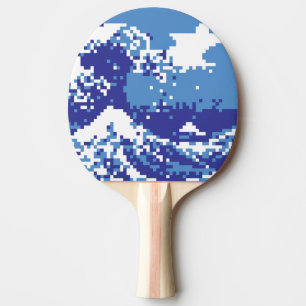 Raquete De Tênis De Mesa Pixel Tsunami Blue 8 Bits Pixel Art