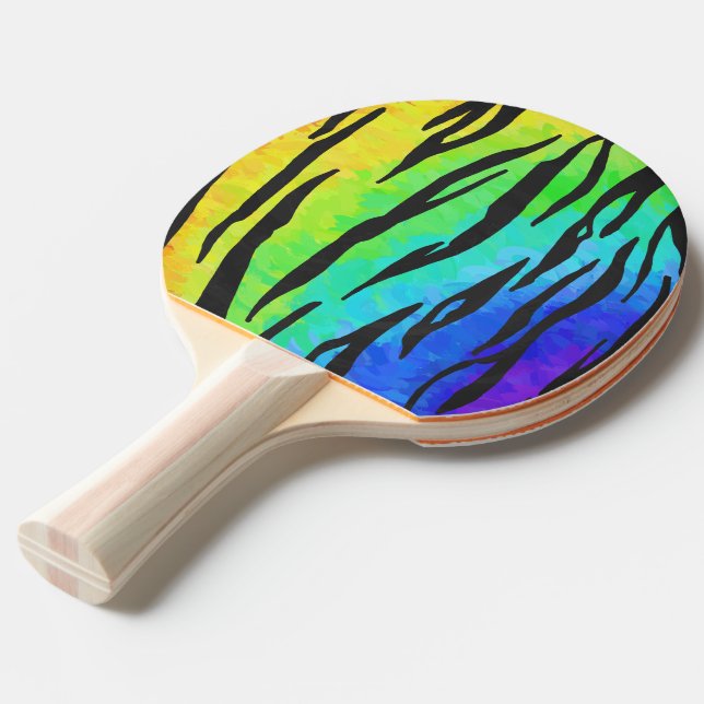 Raquete De Tênis De Mesa Presentes do Tiger Black e Rainbow (Verso inclinado)