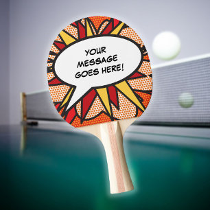 Raquete De Tênis De Mesa Quadrinho Personalizado Arte Pop Balão de Fala