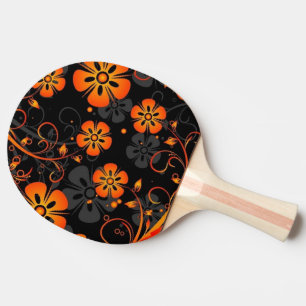 Raquete De Tênis De Mesa redemoinho alaranjado da arte do vetor das flores