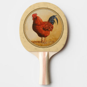 Raquete De Tênis De Mesa Rhode - fundo vermelho do amarelo do galo da ilha