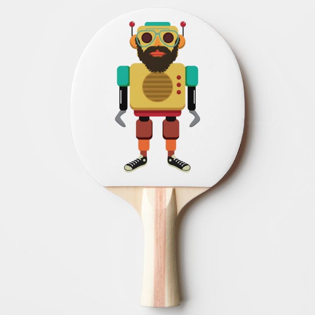 Raquete De Tênis De Mesa Robô retromotor do hipster (Frente)