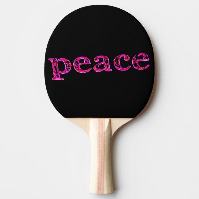 Raquete De Tênis De Mesa rosa na paz negra (Frente)
