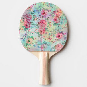 Raquete De Tênis De Mesa Rosas românticos e lindos aquarelas