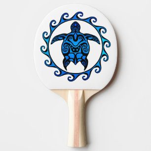 Raquete De Tênis De Mesa Tartaruga tribal azul Sun