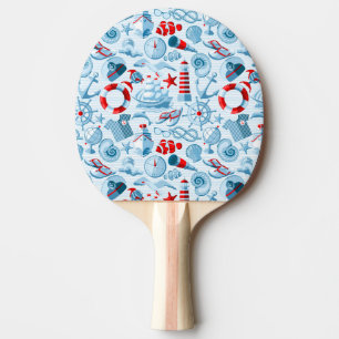 Raquete De Tênis De Mesa Teste padrão branco e azul vermelho náutico