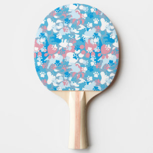 Raquete De Tênis De Mesa Teste padrão cor-de-rosa e azul do cão da