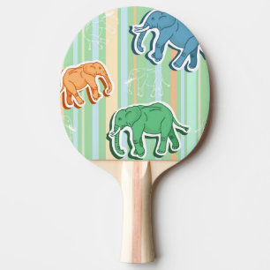 Raquete De Tênis De Mesa Teste padrão do elefante em listras verdes