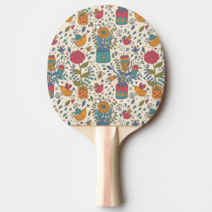Raquete De Tênis De Mesa Teste padrão floral dos desenhos animados com