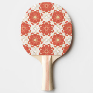 Raquete De Tênis De Mesa Teste padrão floral vermelho e Dourado do laço