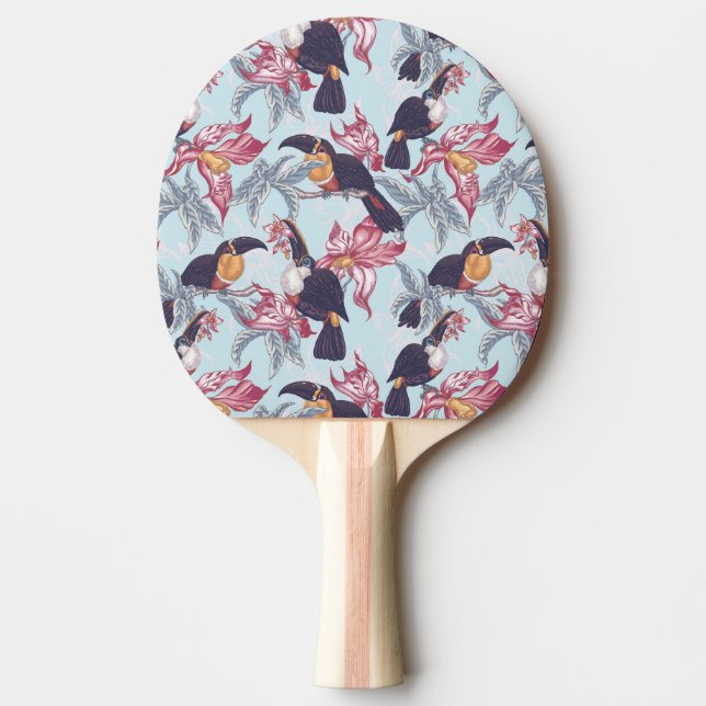 Raquete De Tênis De Mesa Toucans com flores exóticas (Frente)