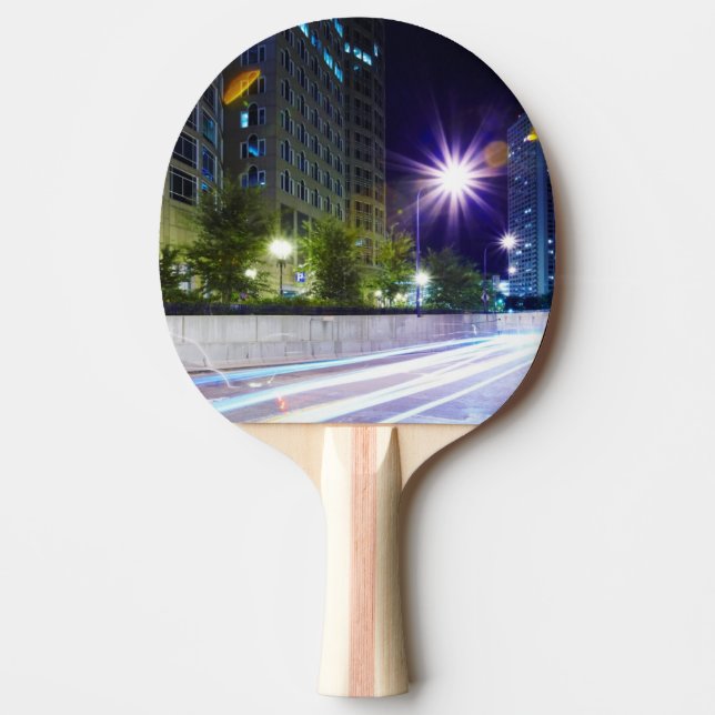 Raquete De Tênis De Mesa Tráfego borrado na noite (Frente)
