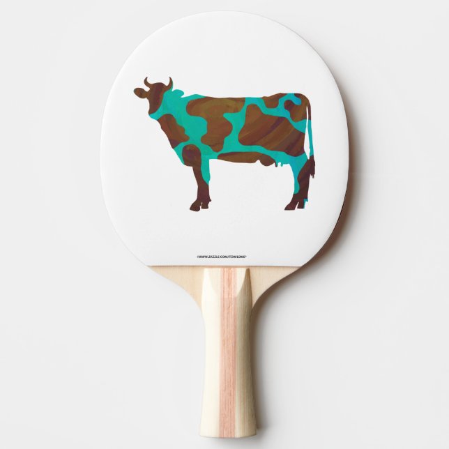 Raquete De Tênis De Mesa Vaca Brown e Teal Silhouette (Frente)