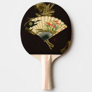 Raquete De Tênis De Mesa Ventilador oriental esmagado com Design Floral