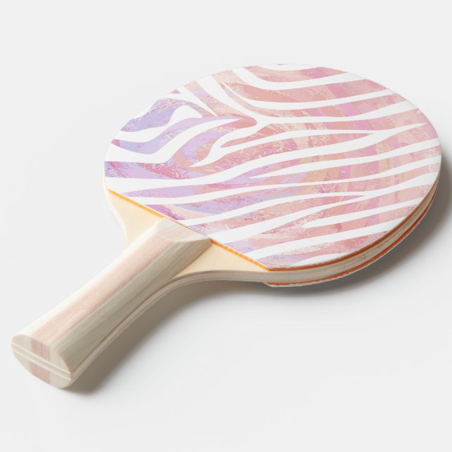 Raquete De Tênis De Mesa Zebra rosa e Impressão branca (Verso inclinado)
