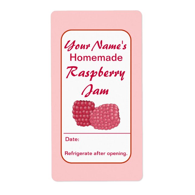 Raspberry Preserva Etiquetas de Jam Personalizadas (Frente)