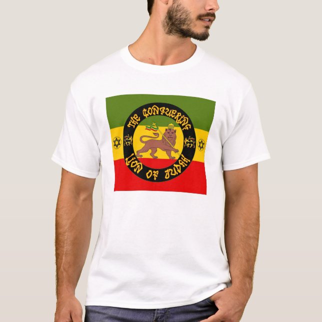 Rasta - leão de Judah - reggae - T. Camisa (Frente)
