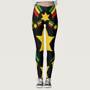 Rasta Reggae Leggings Estrelas Militares Design