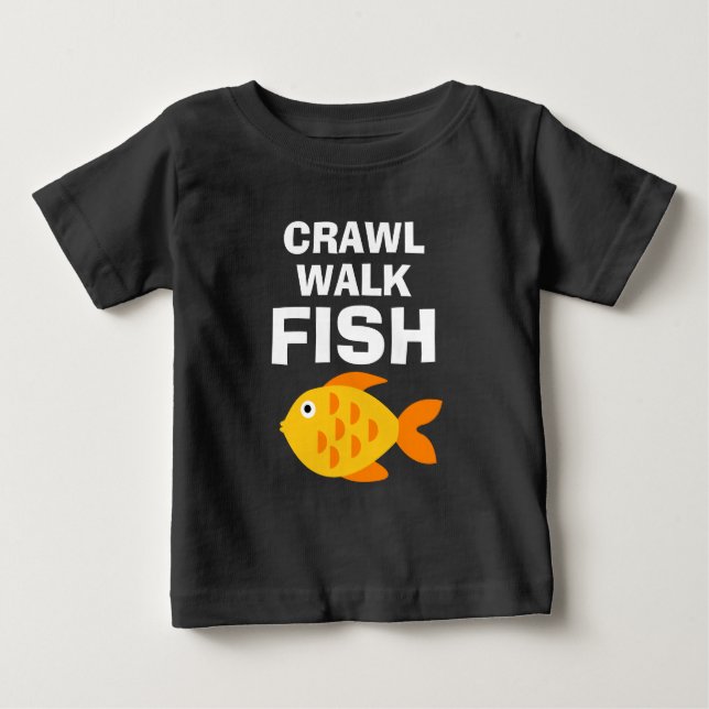 Rastrar Andar Peixe camiseta engraçada de bebê de  (Frente)
