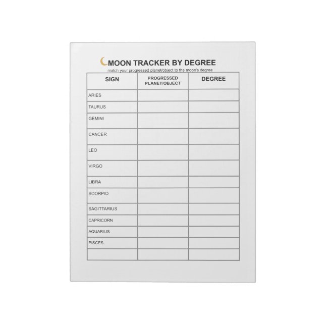 Rastreador de Lua Bloco de notas (Invertido)
