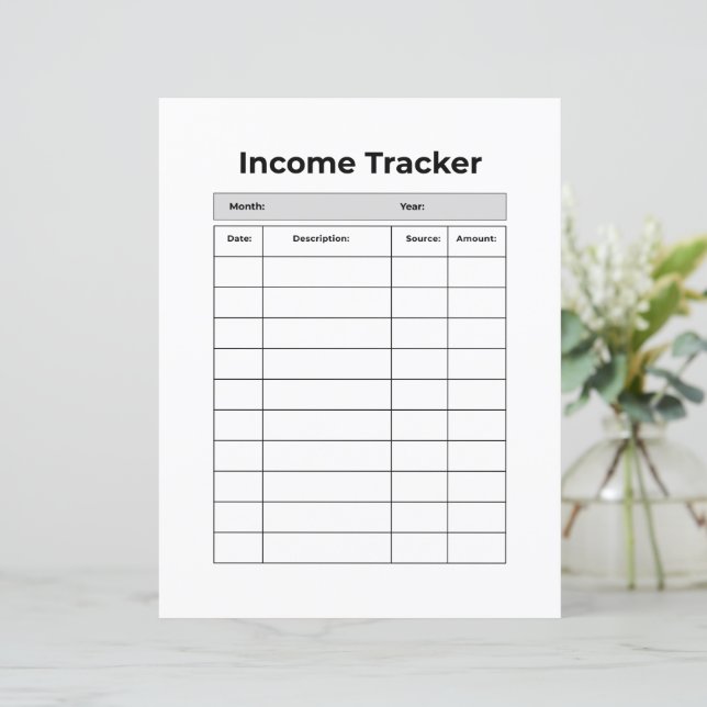 Rastreador de Renda Minimalista | Registro Finance (Em pé/Frente)