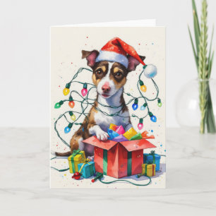 Rat Terrier Dog - Cartão de Saudação de Natal