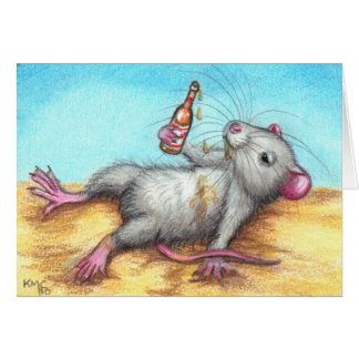 Rato bêbedo com cartão da cerveja