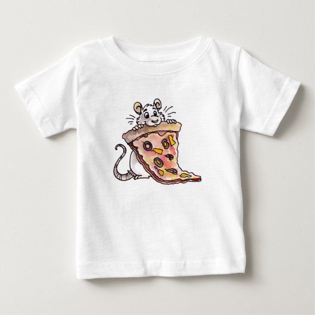 Rato com o t-shirt da criança da pizza (Frente)
