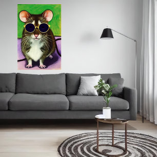 Rato com óculos escuros   AI Art Poster