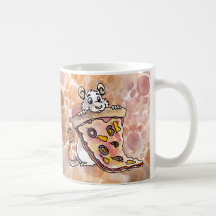 Rato com pizza "hora para o almoço?" Caneca