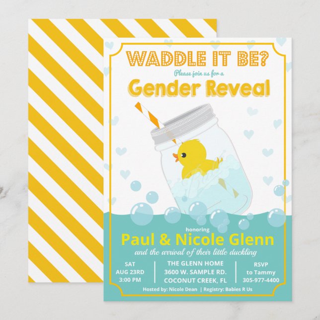 Rato de Borracha Sexo Revelar Convite de festas (Frente/Verso)