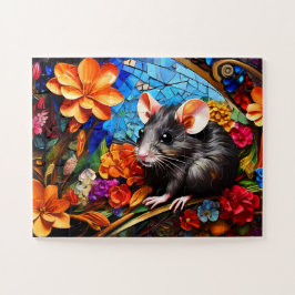 Rato de campo mosaico cômodo quebra-cabeça vívido