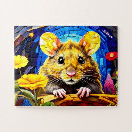 Rato de campo mosaico cômodo quebra-cabeça vívido