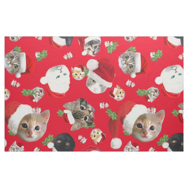 Rato de gato engraçado e tecido de natal (Fat Quarter)