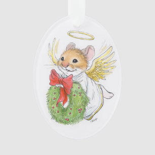 Rato do anjo do Natal com ornamento da grinalda