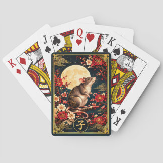 Rato do Zodíaco Chinês com Cartas de Baralho da Lu