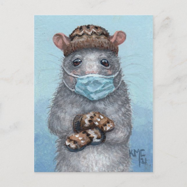 Rato em Bernie Sanders mittens cartão postal (Frente)